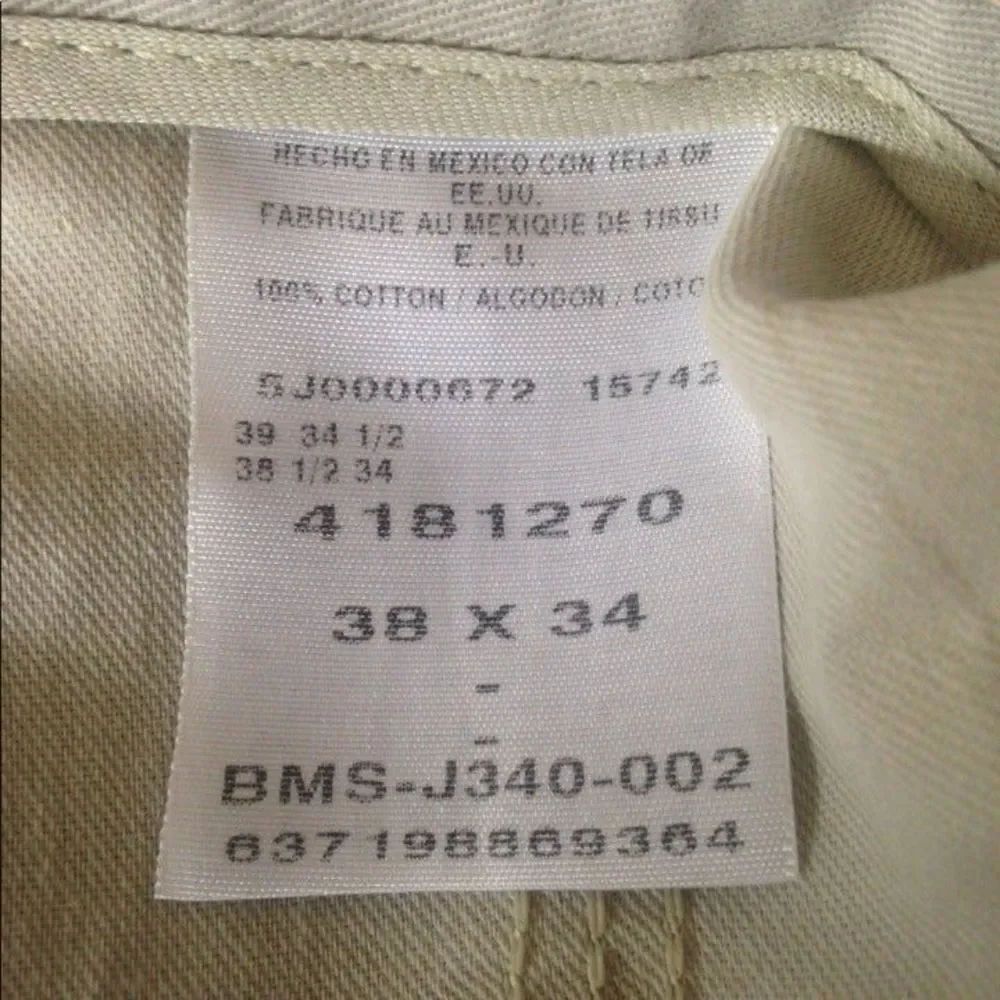 Lee Khaki Mens Slacks Size 38-34